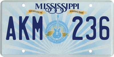 MS license plate AKM236