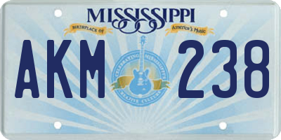 MS license plate AKM238