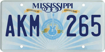 MS license plate AKM265
