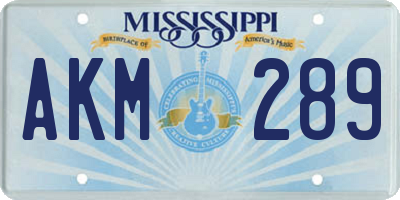 MS license plate AKM289