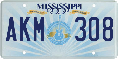 MS license plate AKM308