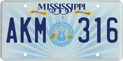 MS license plate AKM316