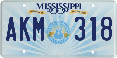 MS license plate AKM318