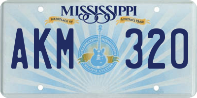 MS license plate AKM320