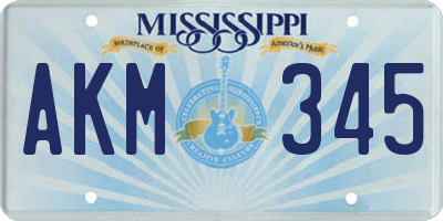 MS license plate AKM345