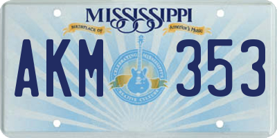 MS license plate AKM353