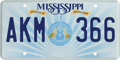 MS license plate AKM366