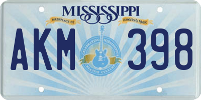 MS license plate AKM398