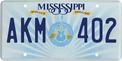 MS license plate AKM402