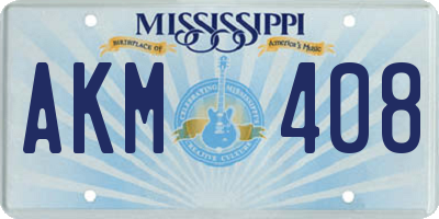 MS license plate AKM408