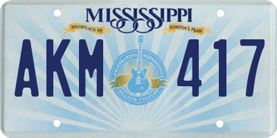 MS license plate AKM417