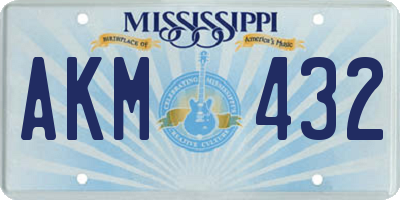 MS license plate AKM432