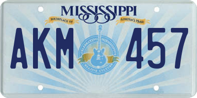 MS license plate AKM457