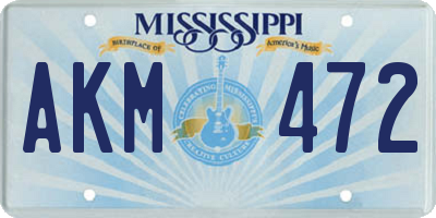 MS license plate AKM472