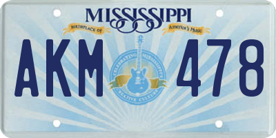 MS license plate AKM478