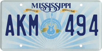 MS license plate AKM494