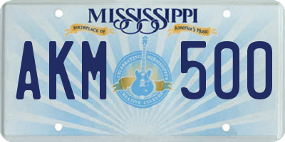 MS license plate AKM500