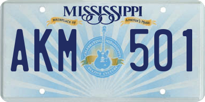 MS license plate AKM501