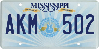 MS license plate AKM502