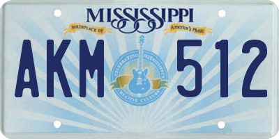 MS license plate AKM512