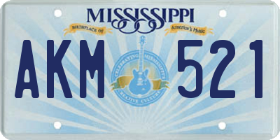 MS license plate AKM521