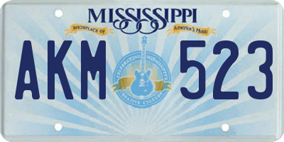 MS license plate AKM523