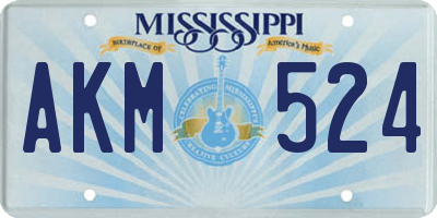 MS license plate AKM524