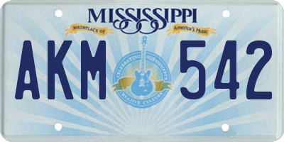 MS license plate AKM542
