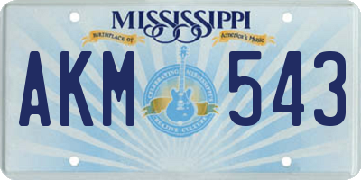 MS license plate AKM543