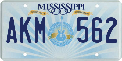 MS license plate AKM562