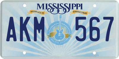 MS license plate AKM567