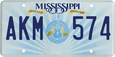 MS license plate AKM574