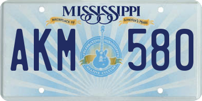 MS license plate AKM580
