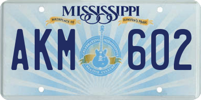 MS license plate AKM602