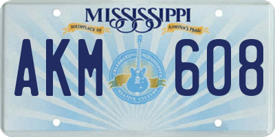 MS license plate AKM608