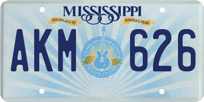 MS license plate AKM626