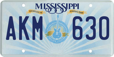 MS license plate AKM630