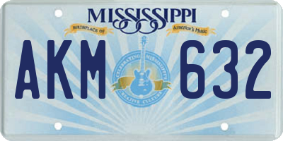 MS license plate AKM632