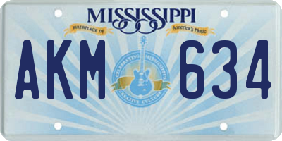 MS license plate AKM634