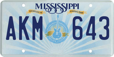 MS license plate AKM643