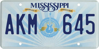 MS license plate AKM645