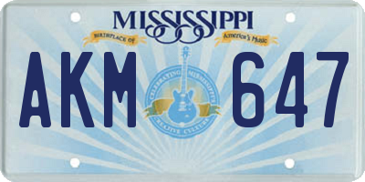 MS license plate AKM647