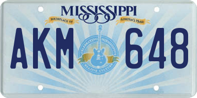 MS license plate AKM648