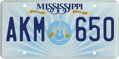 MS license plate AKM650