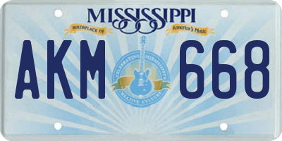 MS license plate AKM668