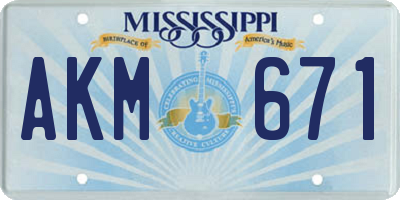 MS license plate AKM671