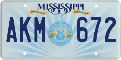 MS license plate AKM672
