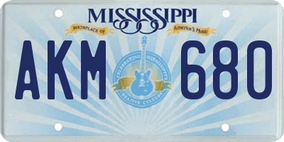 MS license plate AKM680