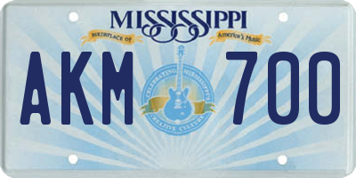 MS license plate AKM700