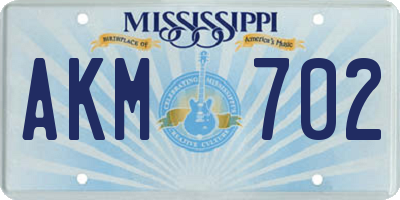 MS license plate AKM702